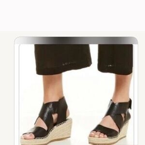 Eileen Fisher Willow Leather Espadrille Sz 8.5 Black